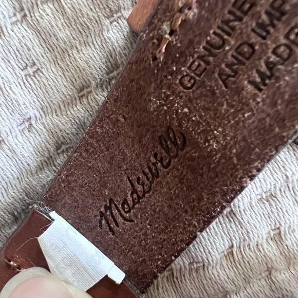 Madewell Belt Womens Small Brown Genuine Italian Leather Brass Buckle Classic - Picture 8 of 11